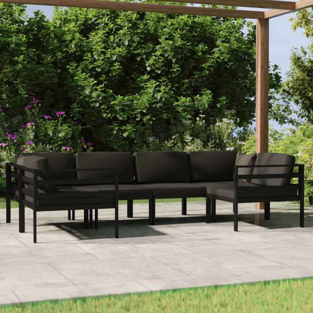 vidaXL 6-delige Loungeset met kussens aluminium antracietkleurig, foto 2
