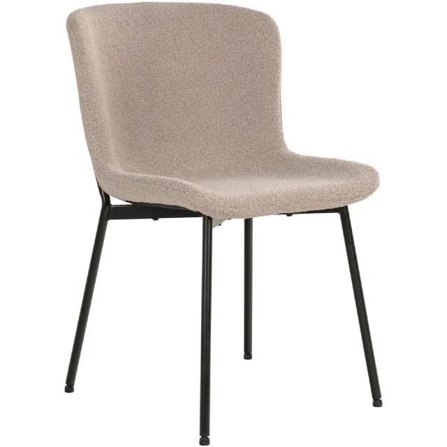 Nest of Nora Set van 2 - Nest of Nora Eetkamerstoel Lano bouclé - Zwarte metalen poten - Beige eetkamerstoelen