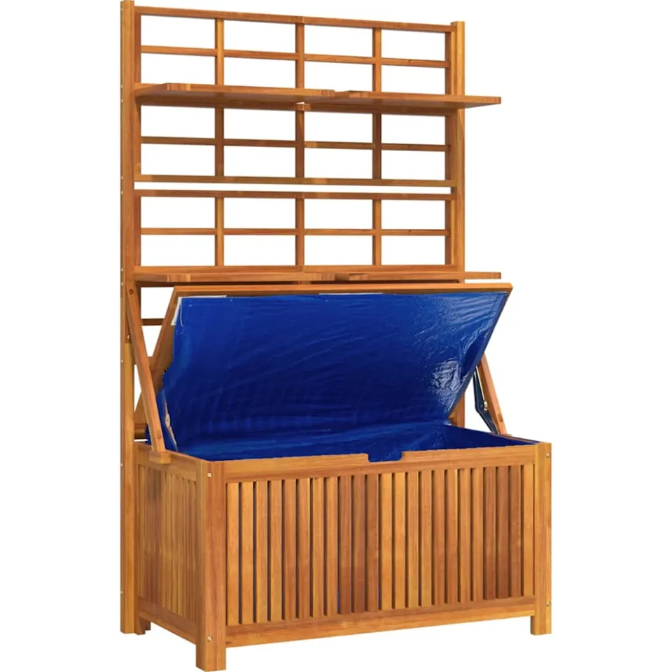 vidaXL Opbergbox met latwerk 99x50x160 cm massief acaciahout bruin, foto 4