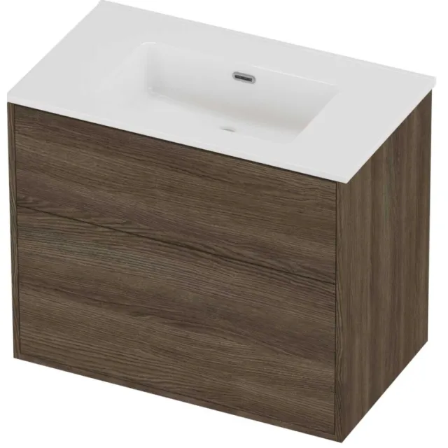 Proline Tribute Badmeubelset Porselein Elegant 2 Laden 80x46x67 cm Glans Wit Vital Oak Eiken