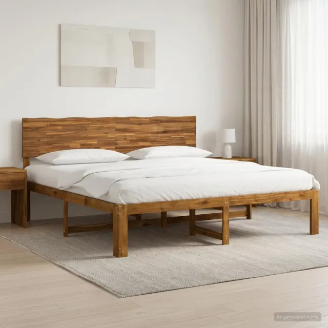 vidaXL Tweepersoonsbed met hoofdeinde ROSTOCK Naturel 180 x 200 cm Bruin