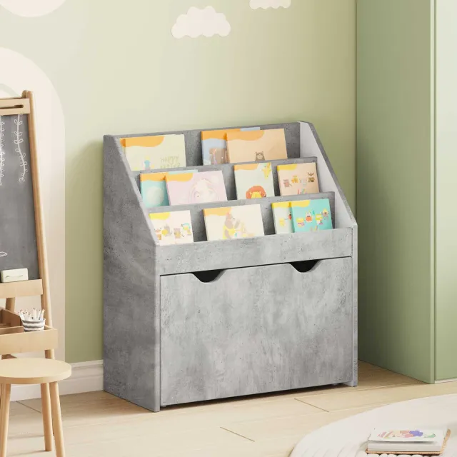 vidaXL Kinderen Boekenkast Beton Grijs 60 x 29,5 x 69 cm Bewerkt hout, foto 2
