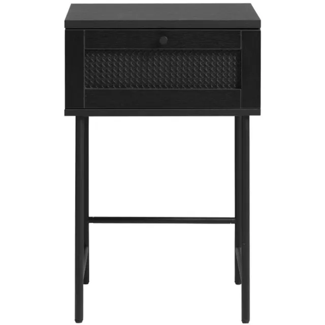 Meubelplaats Nachtkastje Pensacola - melamine zwart - 45x45x70 cm - 1 lade Zwart Zwart