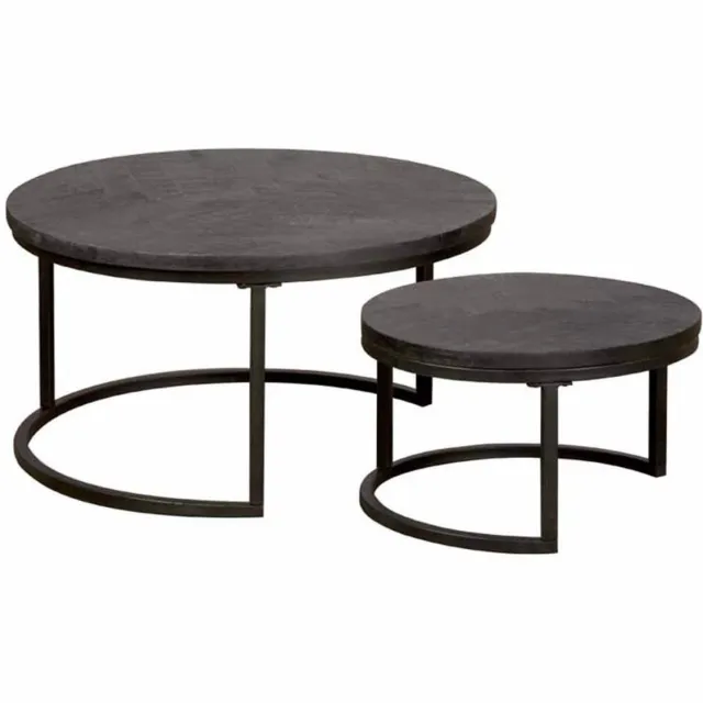 Tower Living Salontafel Viola Rond Set van 2 Zwart