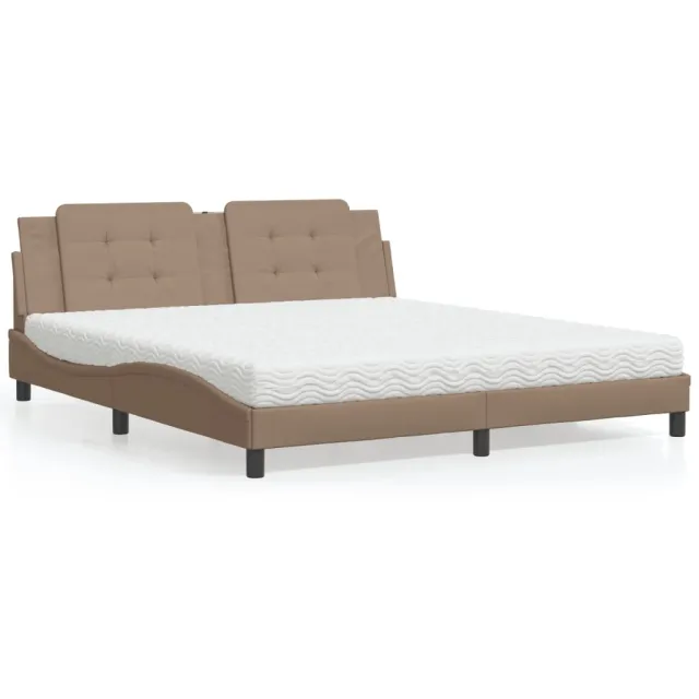 vidaXL Bed met matras Zadar kunstleer cappuccinokleurig 180x200 cm Bruin
