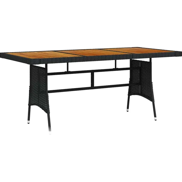 vidaXL Tuintafel 160x70x72 cm poly rattan en massief acaciahout zwart, foto 2