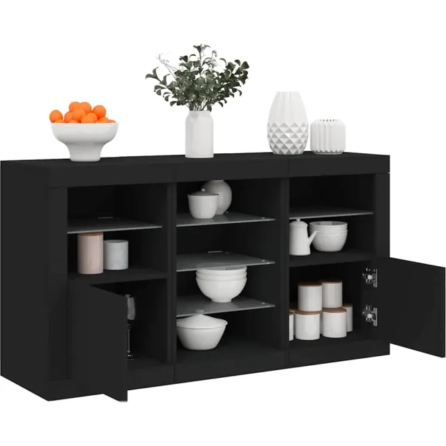 vidaXL Dressoir met LED-verlichting 123x37x67 cm zwart