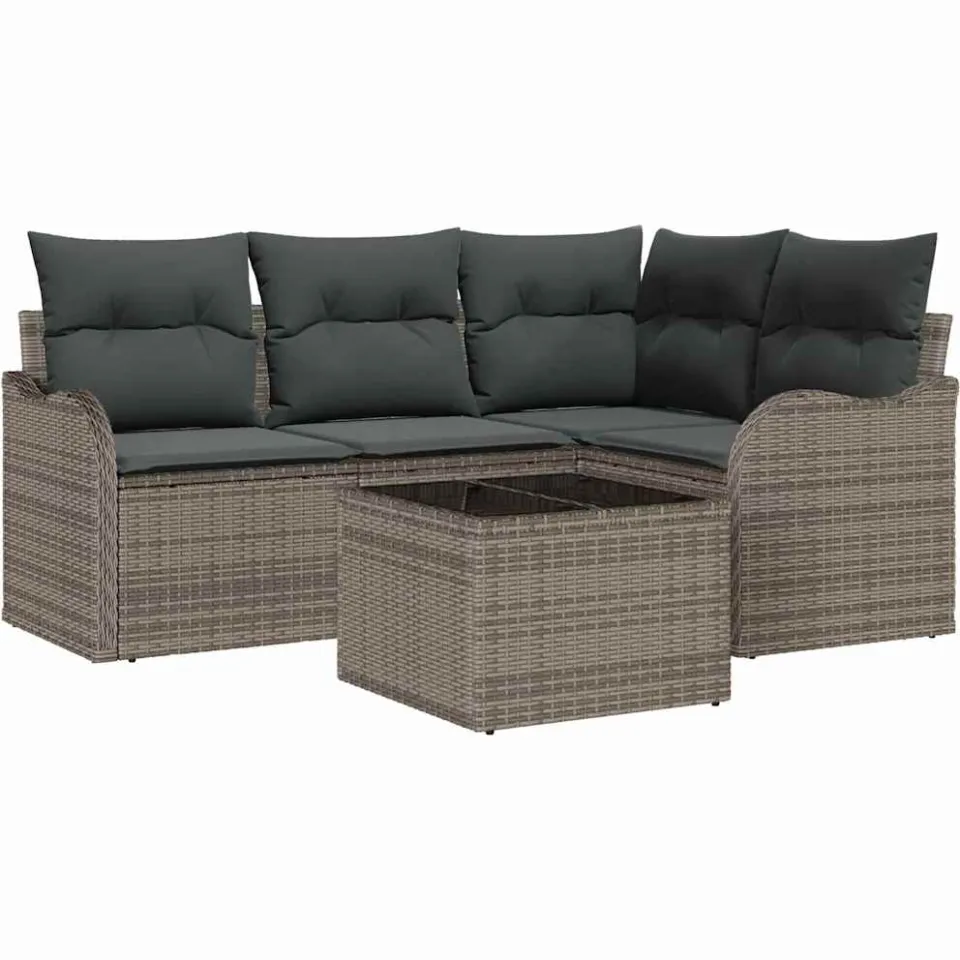 vidaXL Tuin Sofa Set 5 st Zwart poly rattan