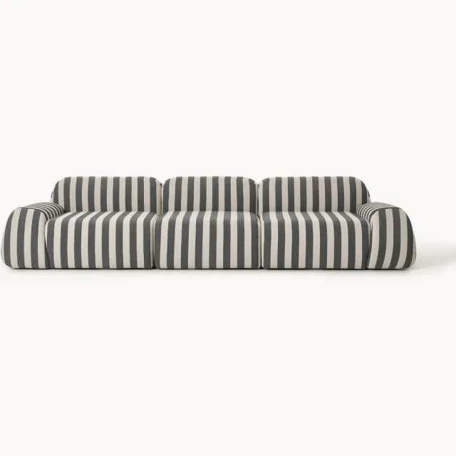 Westwing Collection Modulaire gestreepte bank Wolke (4-zits) Zwart