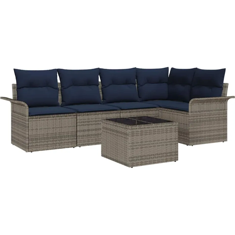 vidaXL Tuin Sofa Set 6 st Grijs poly rattan
