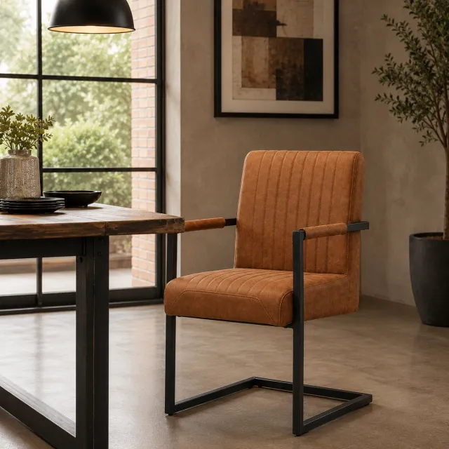 The Seats Eetkamerstoel Belgie - Micro Leder - Cognac