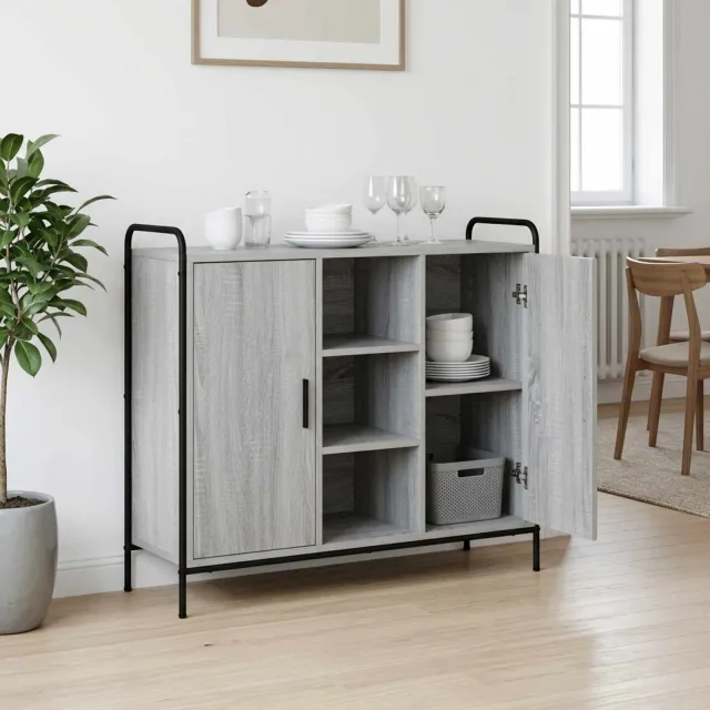 vidaXL Dressoir Grijs Sonoma 97 x 33 x 81 cm Bewerkt hout, foto 2