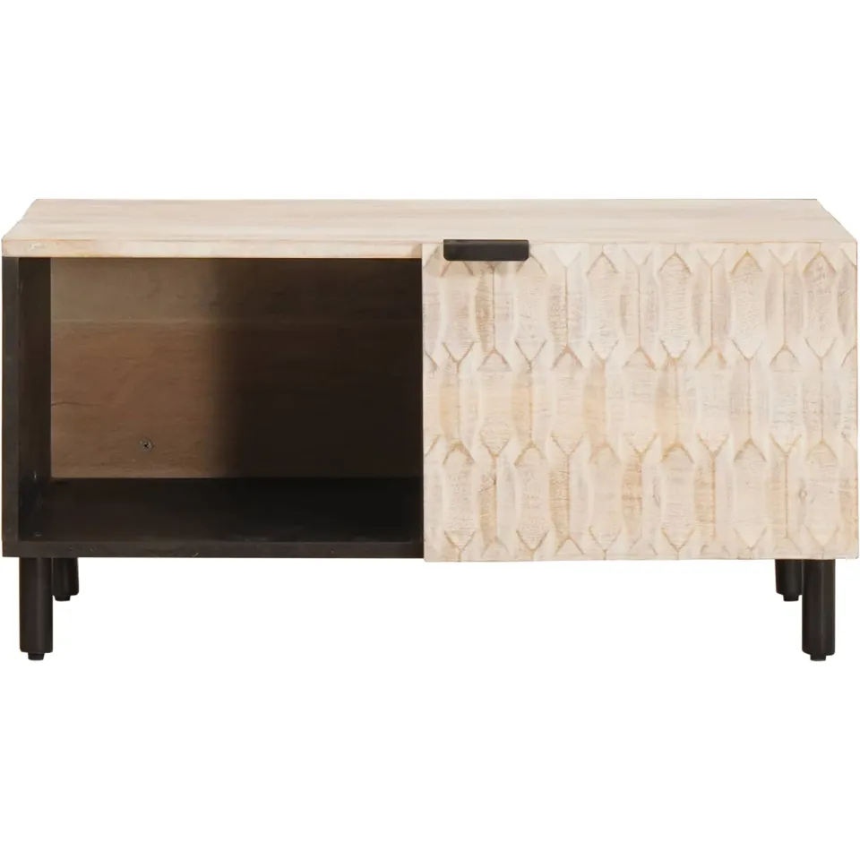 vidaXL Salontafel Wit 80 x 50 x 40 cm Massief Mango Hout, foto 3