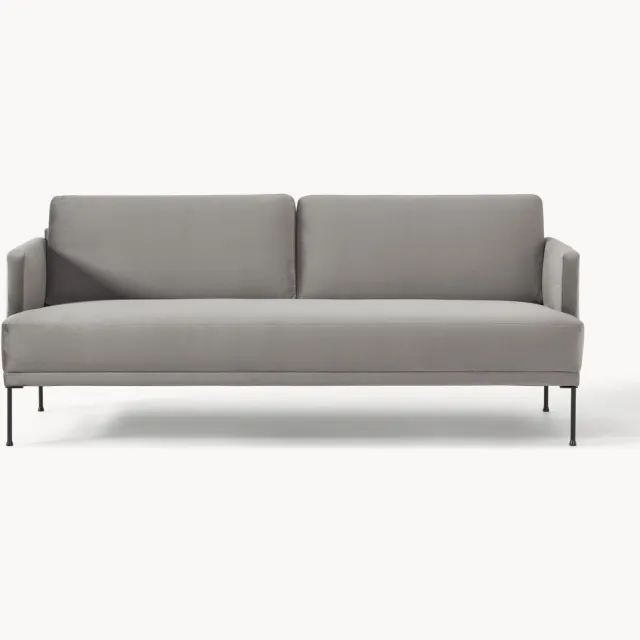 Westwing Collection Fluwelen bank Fluente (3-zits) Grijs
