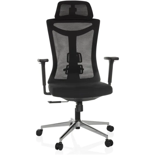 hjh office Bureaustoel / draaistoel KAMIAK rugleuning mesh / zitting stof zwart hjh OFFICE