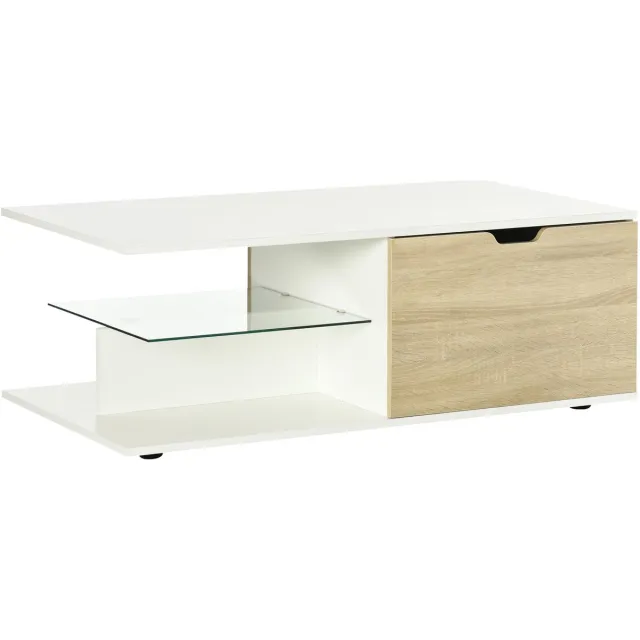 Homcom Salontafel - Spaanplaat - 106x58x39cm - Wit