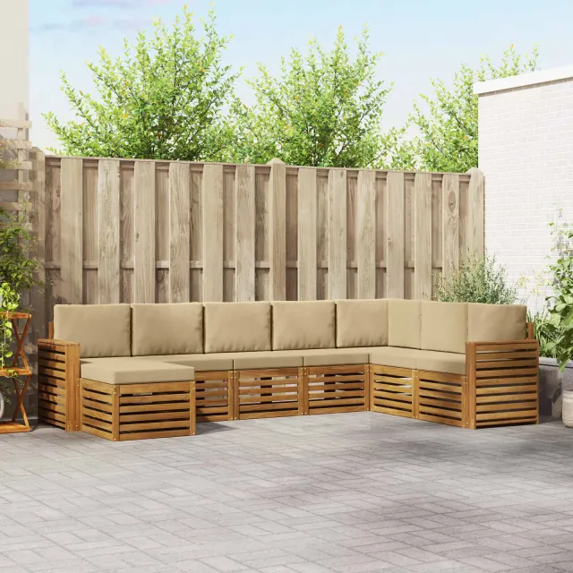 vidaXL Buiten bankenset 8 st 8-zits Natuurlijk en Beige