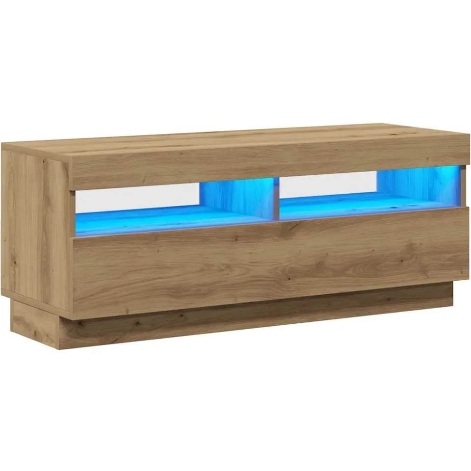vidaXL Tv-meubel met LED 100x35x40 cm bewerkt hout artisanaal eiken Bruin