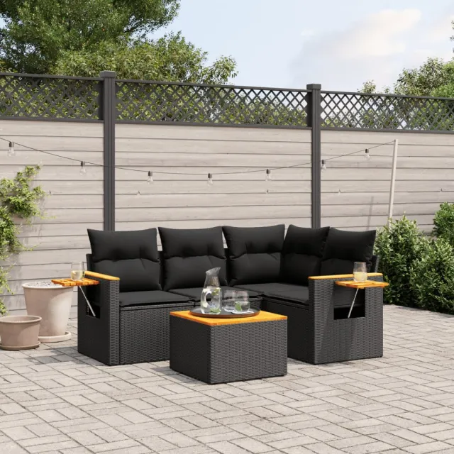 vidaXL Patio Sofa Set 5-zits Black, foto 2