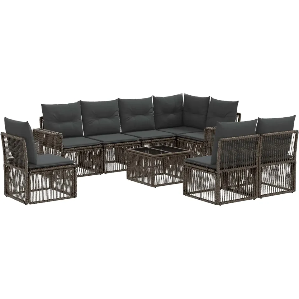 vidaXL Tuinbankenset 9 st 8-zits Grijs en Donkergrijs poly rattan, foto 3
