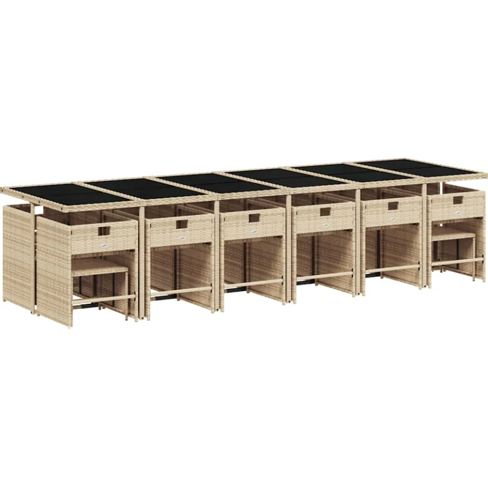 vidaXL 17-delige Tuinset met kussens poly rattan gemengd beige, foto 4