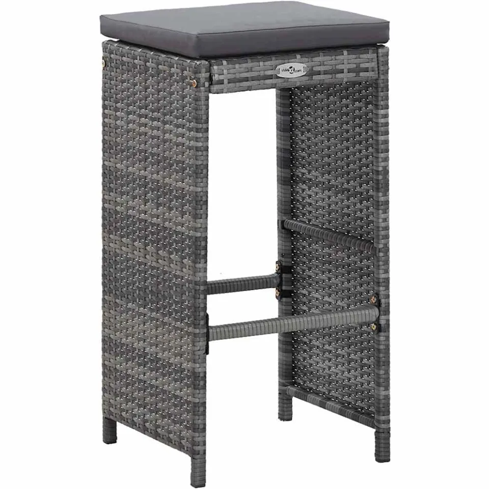 vidaXL 7-delige Tuinbarset met kussens poly rattan grijs, foto 4