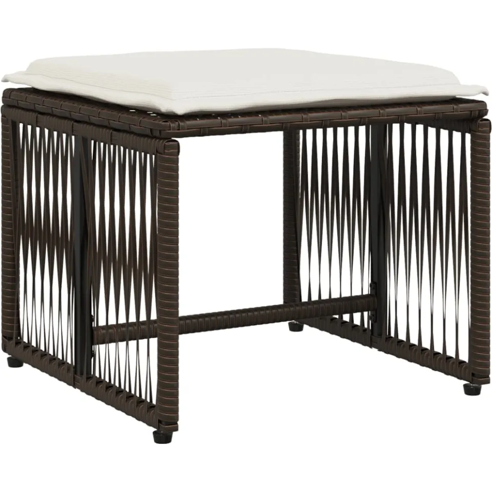 vidaXL 7-delige Tuinset met kussens poly rattan bruin