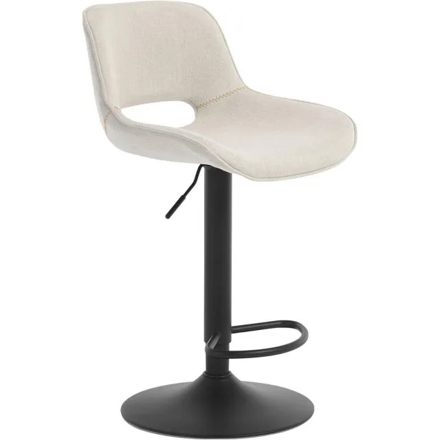 Suredeal Barkruk - Hoogte verstelbaar - Baliekruk - Voetensteun - Linnen - 49x49x84 cm - Beige