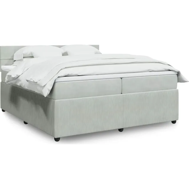 vidaXL Boxspring met matras fluweel lichtgrijs 200x200 cm grijs