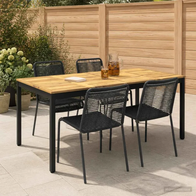 vidaXL Tuindiner tafel NAARDEN Whitewash en zwart 180 x 88,5 x 75 cm, foto 2