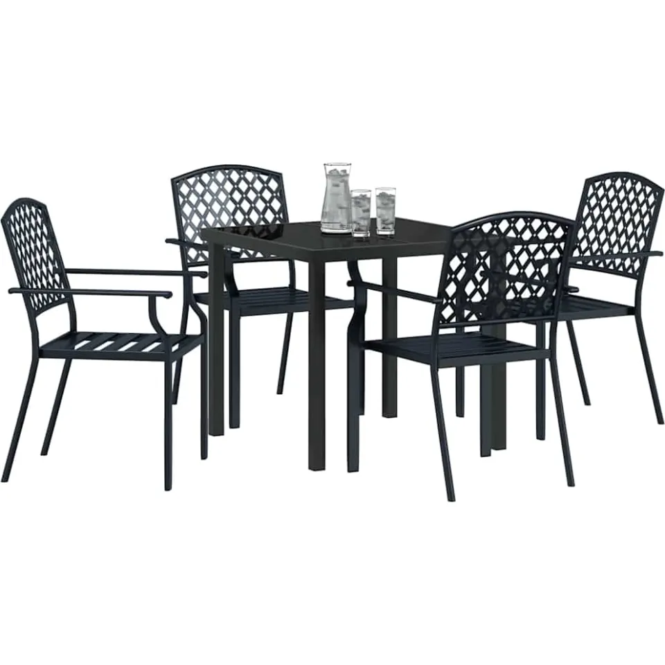 vidaXL Tuin eettafelset 5 st Antraciet Gepoedercoat staal Anthraciet