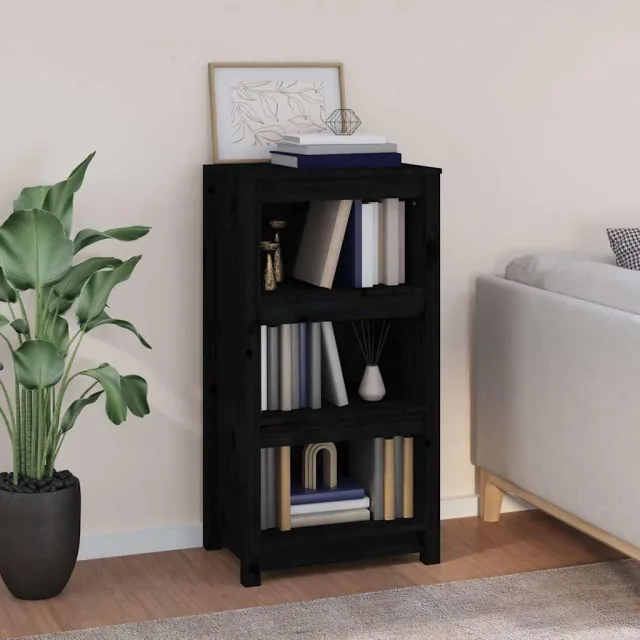 vidaXL Boekenkast 50x35x97 cm massief grenenhout zwart, foto 2
