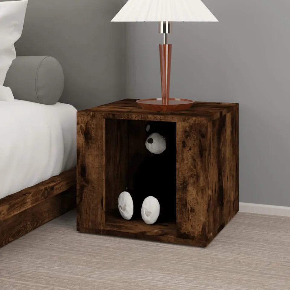 vidaXL Nachtkastje 41x40x36 cm bewerkt hout gerookt eikenkleurig, foto 3