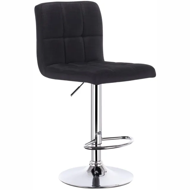 Klarven Barkruk met Rugleuning Zwart - Barkrukken Set van 2 - Barkrukken - Bar Chair - Verstelbare Zithoogte, Gevoerde Zitting, Chromen Frame, Draagvermogen tot 100 kg - B38xd44cm