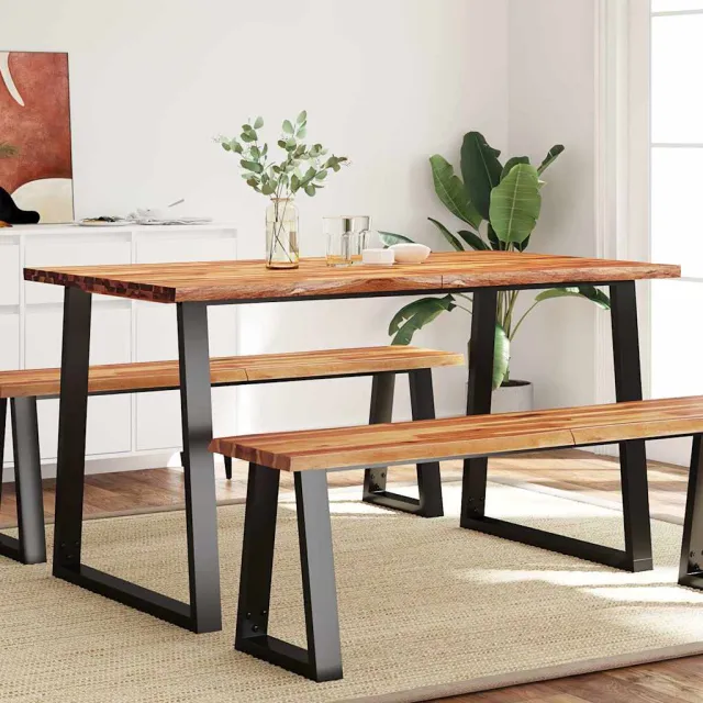 vidaXL Eettafel met natuurlijke rand 140x80x75 cm massief acaciahout Bruin