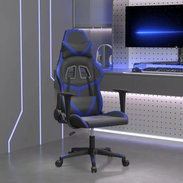 vidaXL Massage gamestoel met voetensteun kunstleer zwart en wijnrood, foto 2