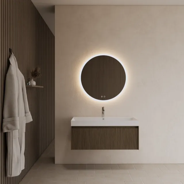 Gliss Design Badkamermeubel Gliss Design Timotheus 100 cm Ash Grey (Keuze Wastafel) Bruin
