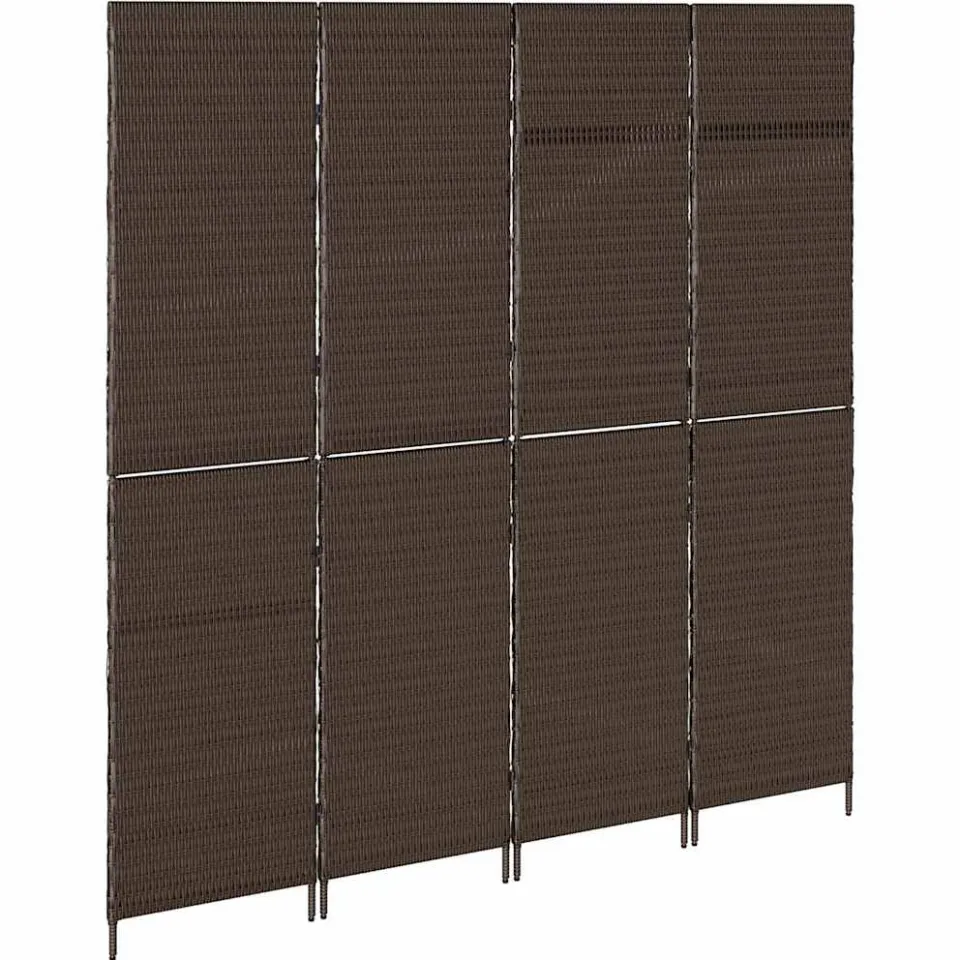 vidaXL Kamerverdeler Bruin 195 x 180 cm poly rattan, foto 4