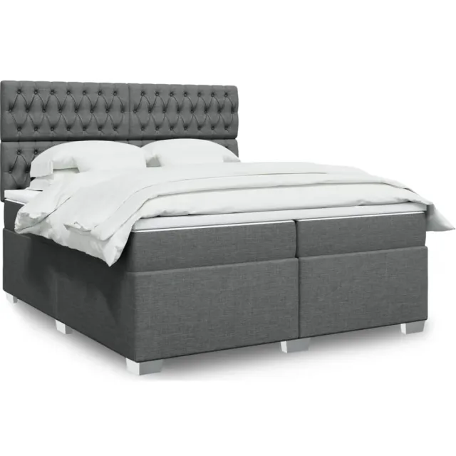 vidaXL Boxspring met matras stof donkergrijs 200x200 cm grijs
