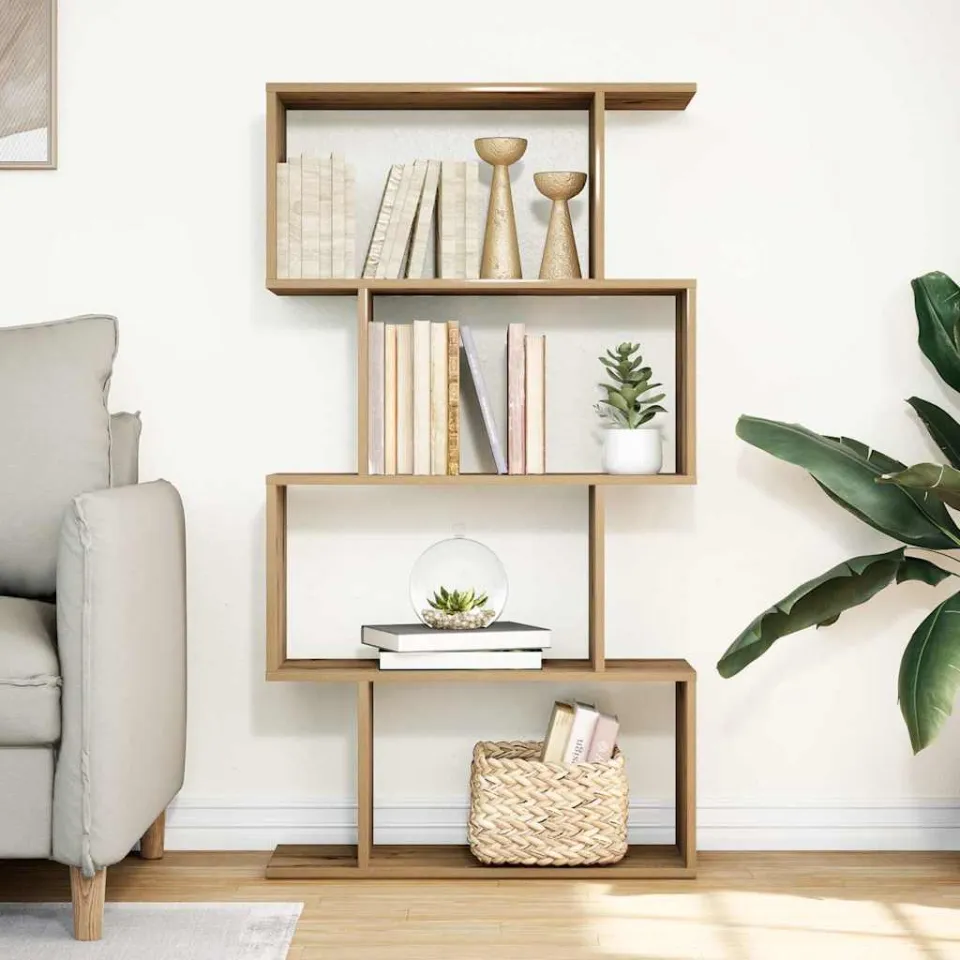 vidaXL Kamerscherm / boekenkast 4-laags 70x24x129 cm hout artisanaal bruin, foto 2