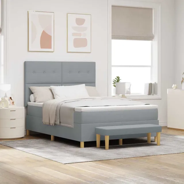 vidaXL Boxspring bed met hoofdeinde Lichtgrijs 200 x 160 cm Stof