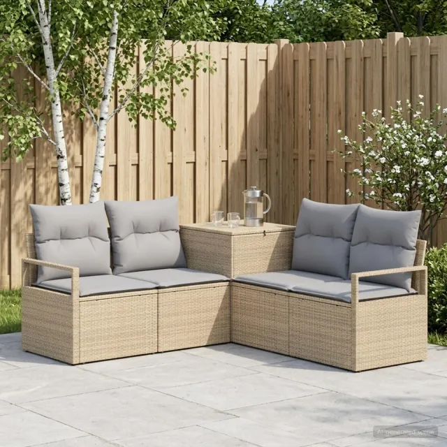 vidaXL Bankstel 5 st Beige en Licht Grijs 177 x 177 x 85 cm