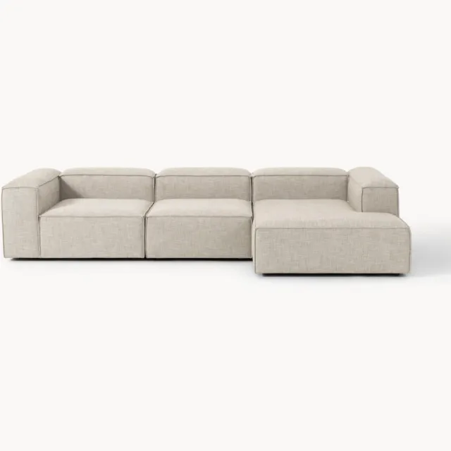 Westwing Collection Modulaire hoekbank Lennon van linnenmix (4-zits) grijs