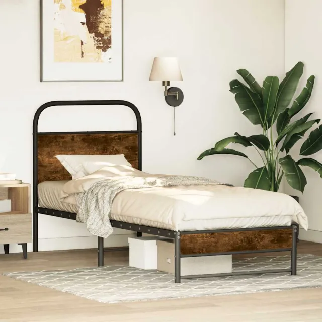 vidaXL Bedframe zonder matras bewerkt hout gerookt eiken 80x200 cm