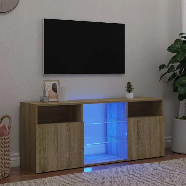 vidaXL Tv-meubel met LED-verlichting 120x30x50 cm sonoma eikenkleurig Bruin