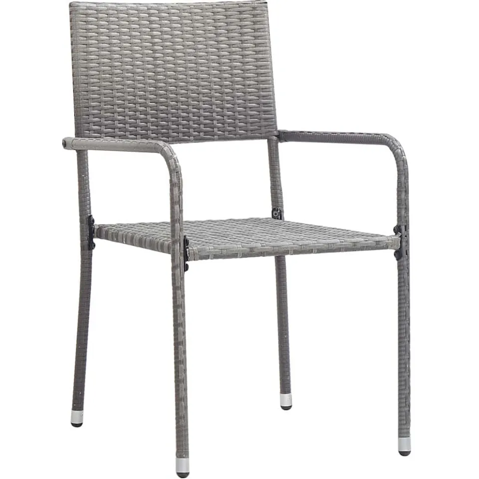 vidaXL 3-delige Tuinset poly rattan en massief acaciahout grijs, foto 4