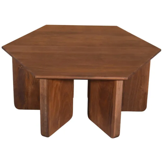 Giga Meubel Salontafel Martos - Donkerbruin Mangohout - 80x80x35cm