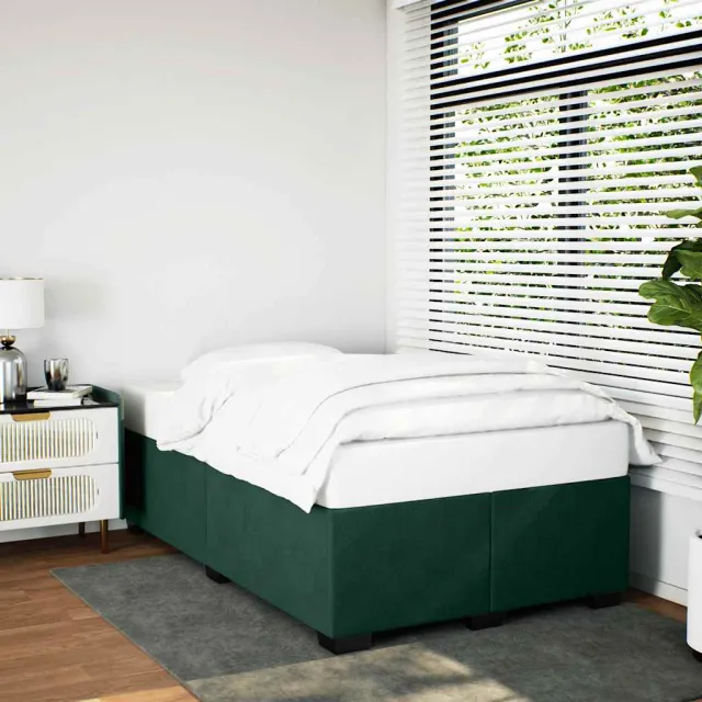 vidaXL Bedframe zonder matras 120x190 cm fluweel donkergroen groen
