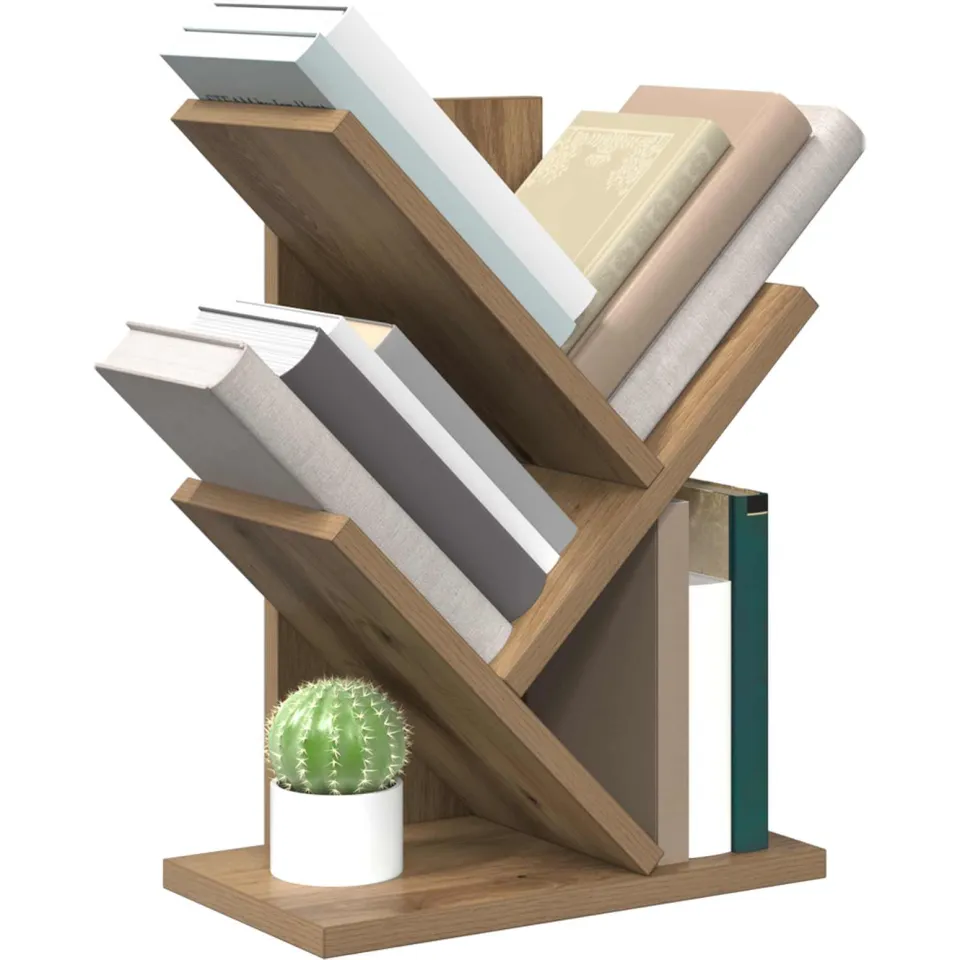 vidaXL Boomvormige boekenplank met 3 planken 30 x 18 x 40 cm bruin, foto 2