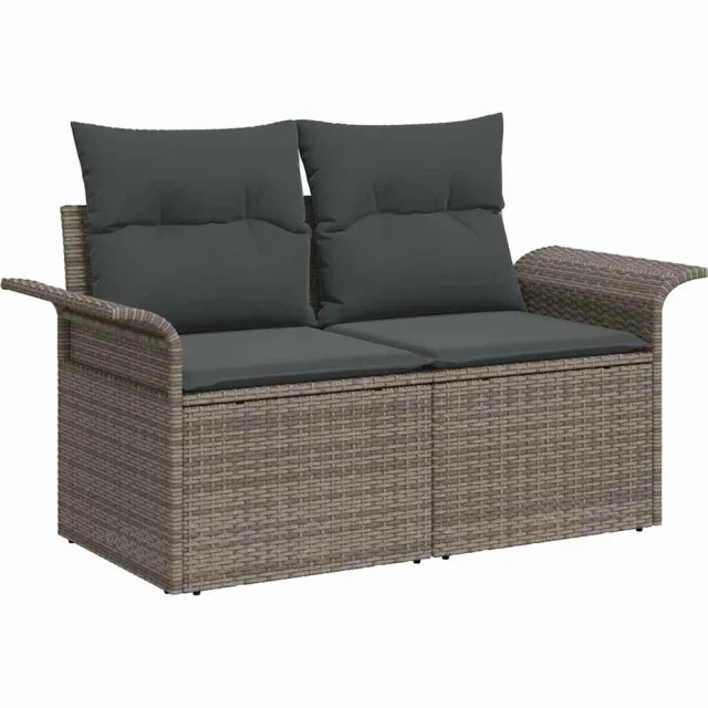 vidaXL Tuin Sofa Set 11 st Grijs Poly riet, foto 4